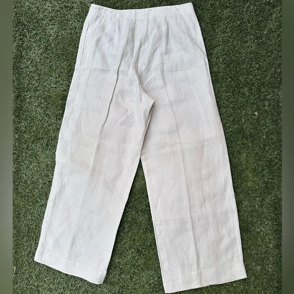 J.Jill Womens 100% Linen Wide Leg Pants Quiet Luxury Flowy Lagenlook Trousers 12 - Picture 9 of 10